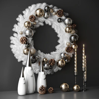 Christmas decor with candles and wreath — Ver 4
