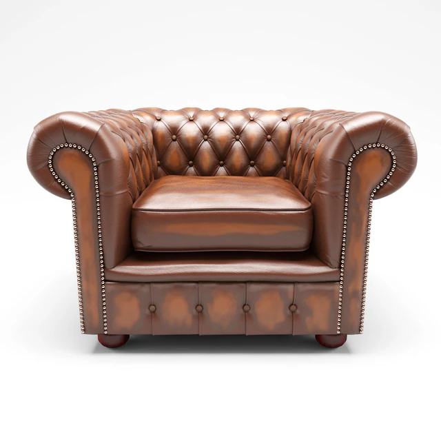 Chesterfield London Low Back Club ArmChair Antique Brown Leather — Descargar