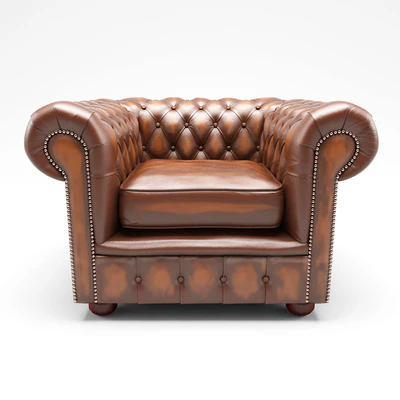 Chesterfield London Low Back Club ArmChair Antique Brown Leather — Ver 1