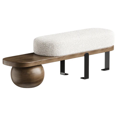 Solid Color Modern Upholstered Entryway Bench with White Cushion — Вид 3