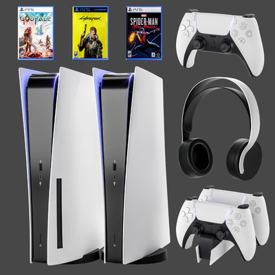 Game console with headphones PS5 Sony PlayStation 5 — descargar
