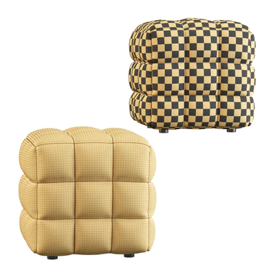 VELVET TUFTED CUBE FOOTSTOOL OTTOMAN — View 2