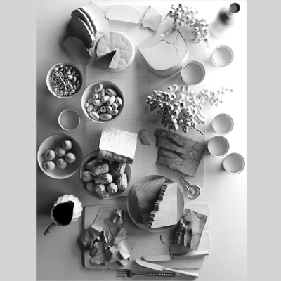 Плато с фруктами, сыром и мясом. Еда — Вид 2