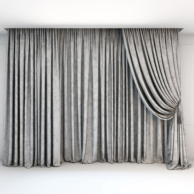 Curtains and tulle in the floor straight and with a pick-brush in a classic style — Descargar