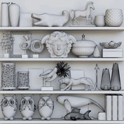 Shelf with collectible decor and figurines. Decor — Ver 2