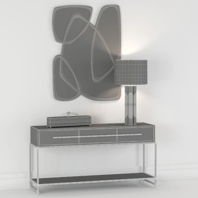 Консоль Midnight Console Table  и лампа Brass and Glass Table Lamp  John Richard — Вид 2