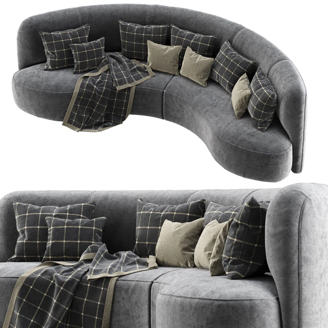 Annabel velor round sofa VS09 / Semicircular modern velor sofa — Descargar
