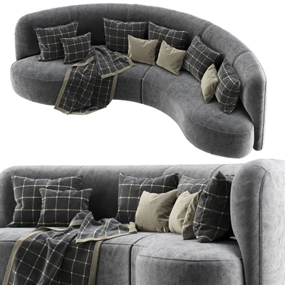 Annabel velor round sofa VS09 / Semicircular modern velor sofa — Ver 5