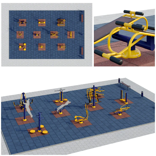 Sports ground with outdoor exercise trainers. Playground — Descargar