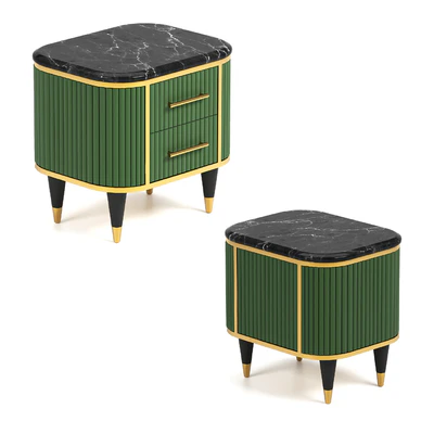 Faux Marble Top Green Media Stand — Ver 7