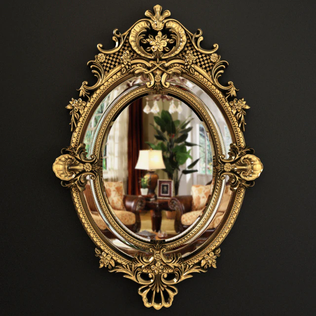 19th Century French Louis XV Fine Gilt Carved Oval Mirror — Скачать