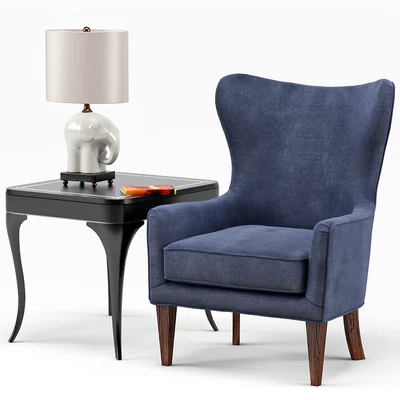 Rachael chair, Elephant Porcelain Lamp, Flirt End Table — Ver 1