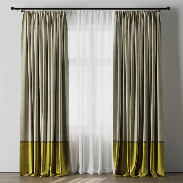 Curtain With rod 10 Curtain Brown and cumin Yellow HBH — Descargar