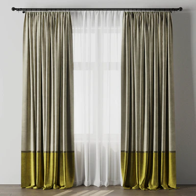 Curtain With rod 10 Curtain Brown and cumin Yellow HBH — Ver 1