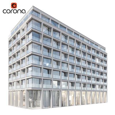Modern residential building 06 | night + interiors — Ver 4