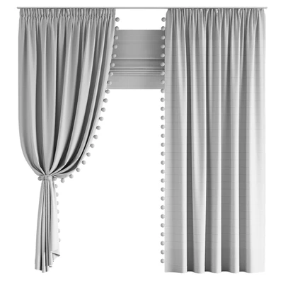 Curtains for the nursery ZS01 with pompoms — View 4