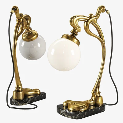 Vintage Gilt Bronze Art Nouveau Desk Lamp — View 1