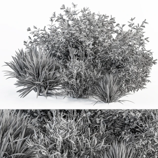 Mixed Plant Bush Green and Purple - Bush Set 50 — Descargar