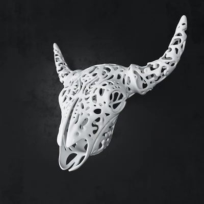 Buffalo 3D Skull Tallado — Ver 2