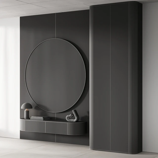 144 hallway zone 03 minimal modern with circle mirror 01 — Descargar
