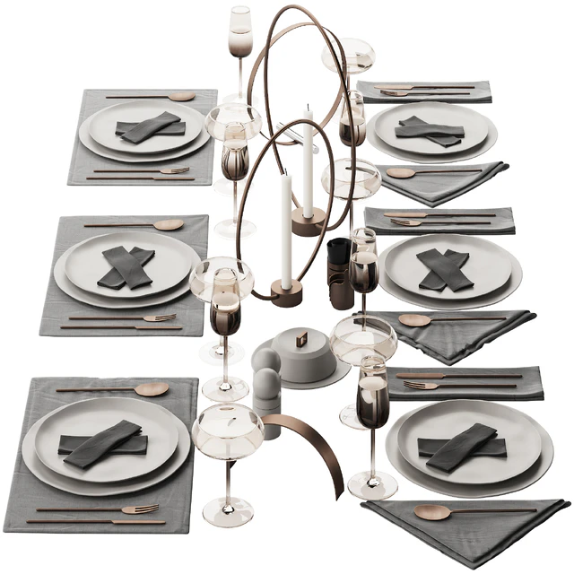 064 Tableware decor set 02 biege and bronze 00 — Descargar