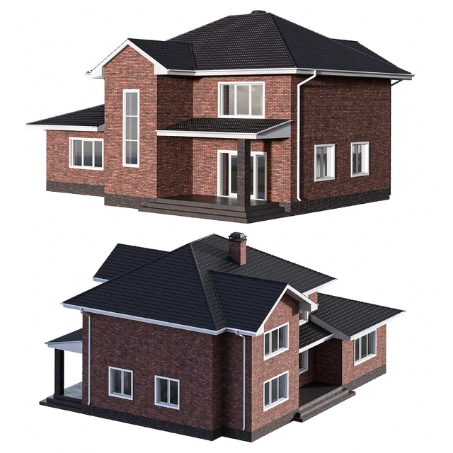 Two-storey brick house with a pitched roof — Descargar
