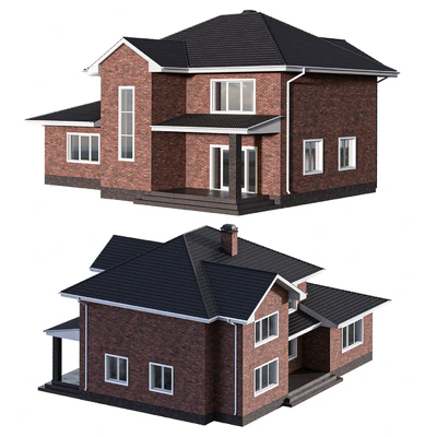 Two-storey brick house with a pitched roof — Ver 1