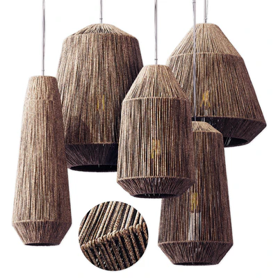 Lamp barrel big rope n2 / Chandelier large barrel made of ropes number 2 — Ver 1