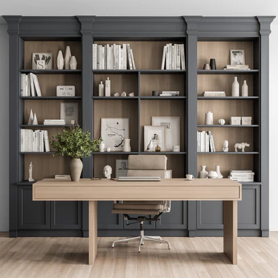 Classic Boss Desk and Library Set - Office Furniture 283 — Вид 1
