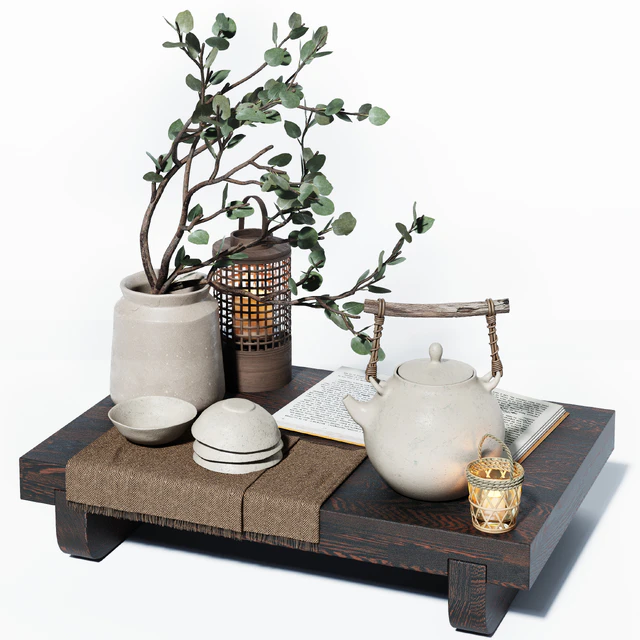 Warm colored tea set — Descargar