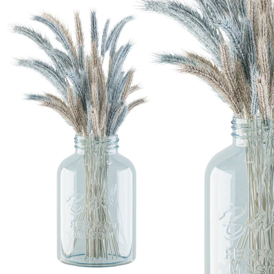Dry Plants 20 - Blue and Cream Wheat in jam Glass — Ver 2