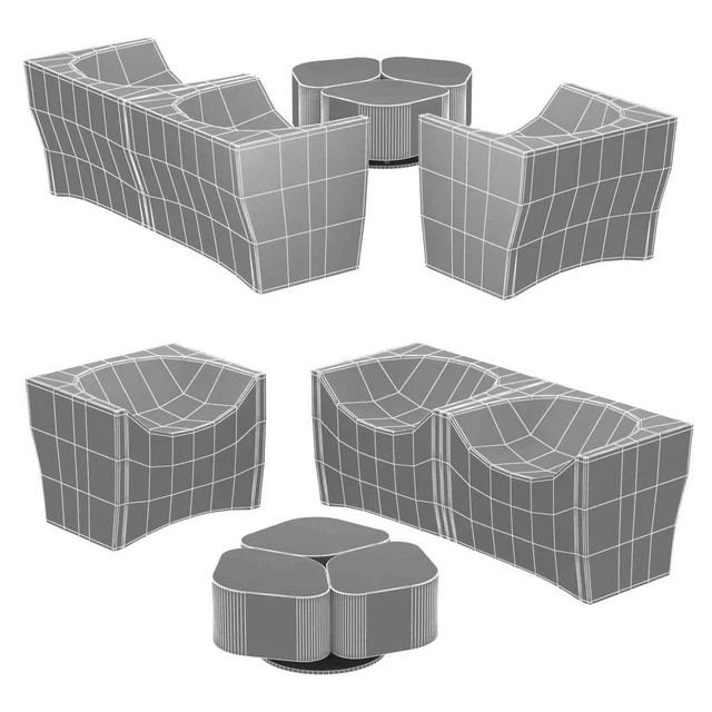 Riva 1920 log armchair and sofa tobi center table 3d model — Скачать