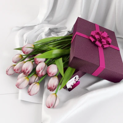 tulips in a gift box — Descargar