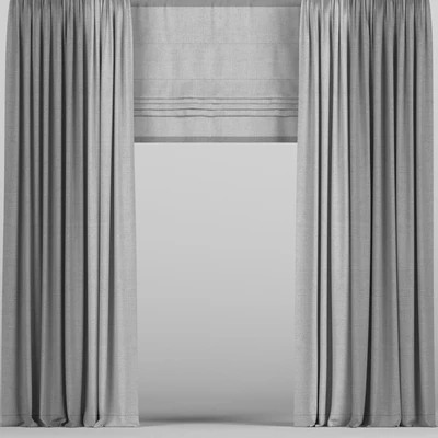 Gray curtains in two colors with tulle. — Ver 1