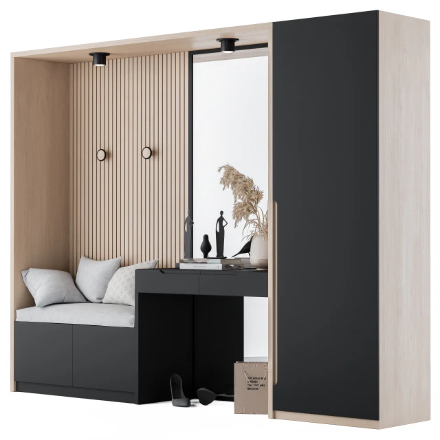 Hallway 02 - Black and Wood Set — Скачать
