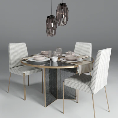 Dining group Kelly Wearstler + suspension Crystal lux DALI — Ver 1