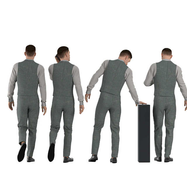 Office Man with coat vest in 04 poses — Скачать