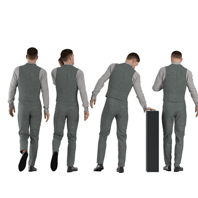 Office Man with coat vest in 04 poses — Вид 5