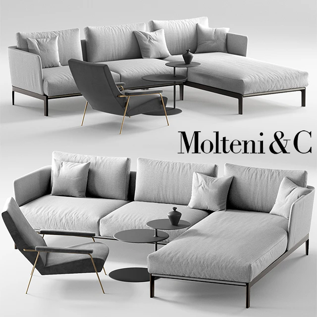 Molteni Chelsea sofa, Molteni d153 armchair — Descargar