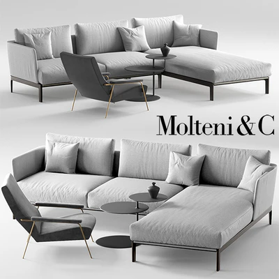 Molteni Chelsea sofa, Molteni d153 armchair — Ver 1