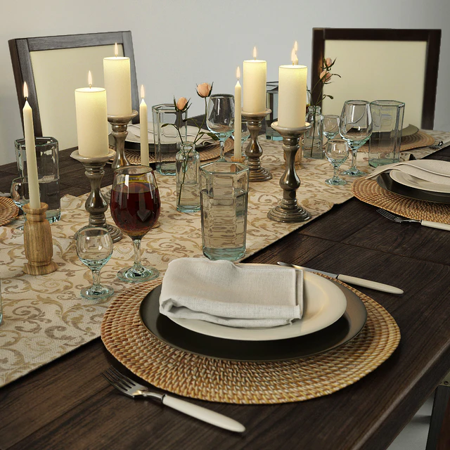Wooden dining table with chairs — Descargar
