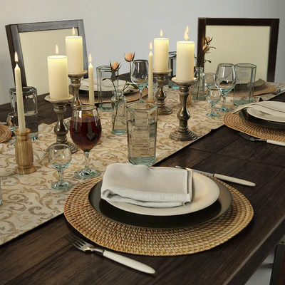 Wooden dining table with chairs — Ver 2