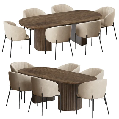Shell Back dining chair and Moon Table — Ver 4