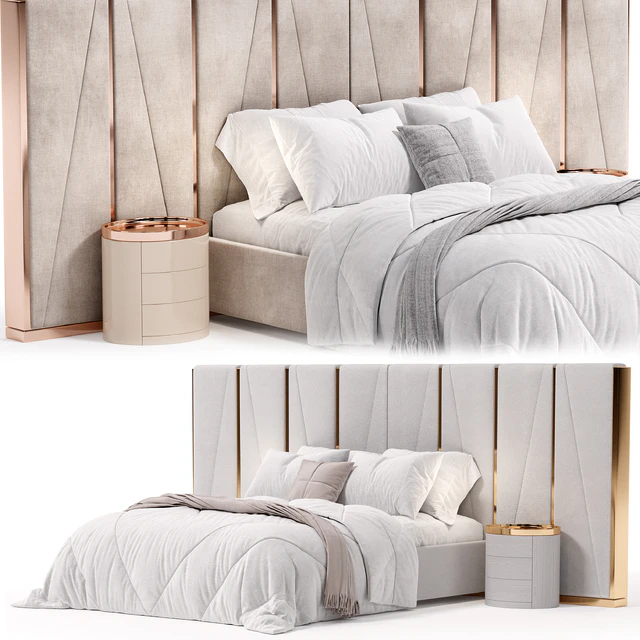 Modrest Nixa Modern White Bonded Leather & Gold Bed — Descargar