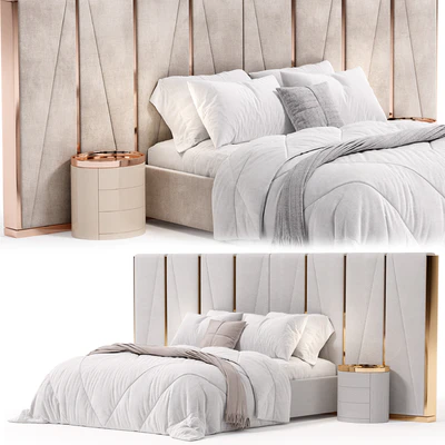 Modrest Nixa Modern White Bonded Leather & Gold Bed — Ver 3