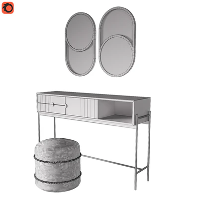 Clara console, Curico pouf, Waska mirror — Ver 3