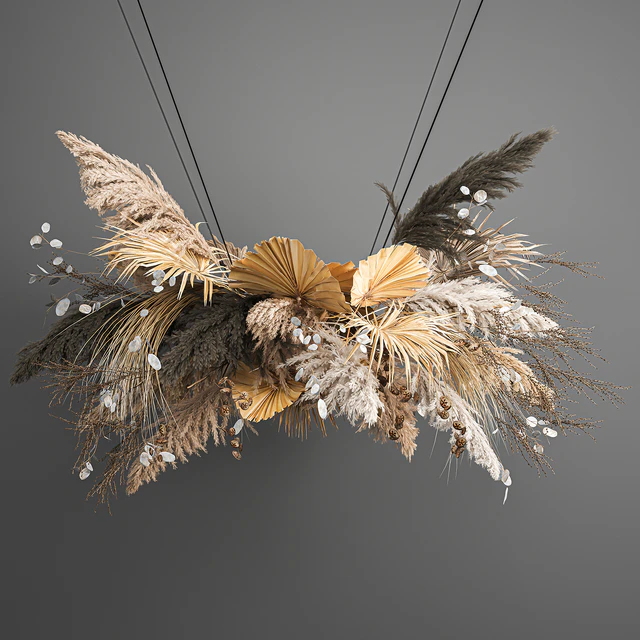 Hanging installation bouquet of dried flowers with pampas, pampas grass, reeds, suspension, wedding decor and decoration. 189. — Descargar