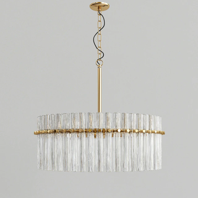 Casandra 4-light Brushed Brass Pendant Crystal Chandelier — Descargar