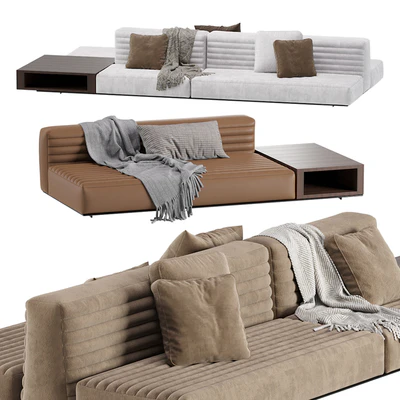 Minotti Roger Modular Sofa 2 Version / Leather & Velvet — Вид 1