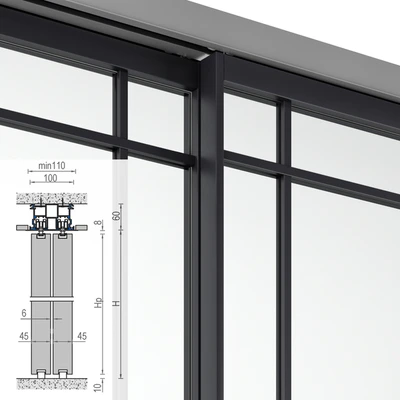 Sliding glass partitions Union in Stratus Slim profile — View 3
